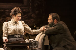 Jenna Augen (Wilma) and Aaron Neil (Ernst) in "Leopoldstadt." (Photo by Joan Marcus)